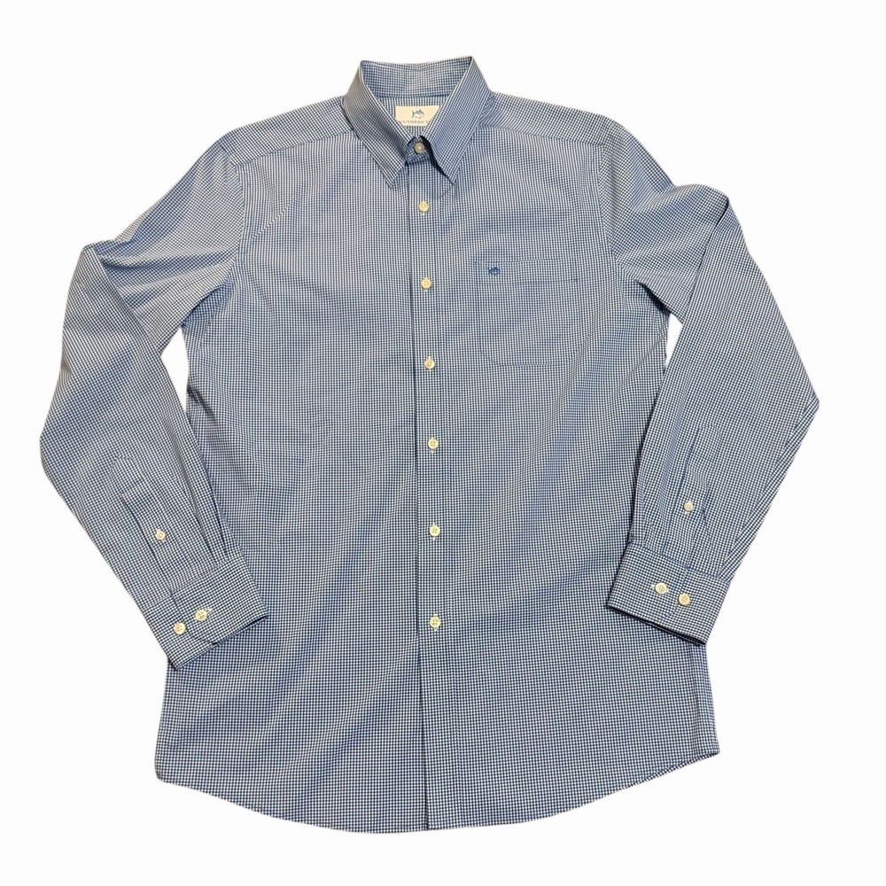Southern Tide‎ Charleston Parkwood Micro-Gingham Sport Shirt Blue Men's Size M